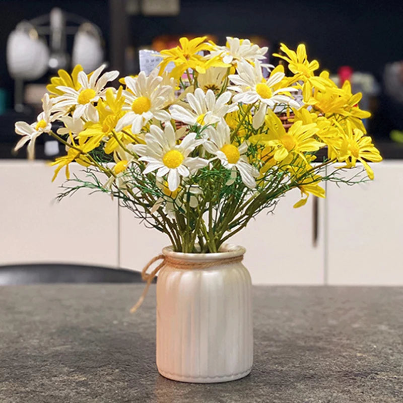 5 têtes de marguerites blanches fleurs artificielles pour décorations festives