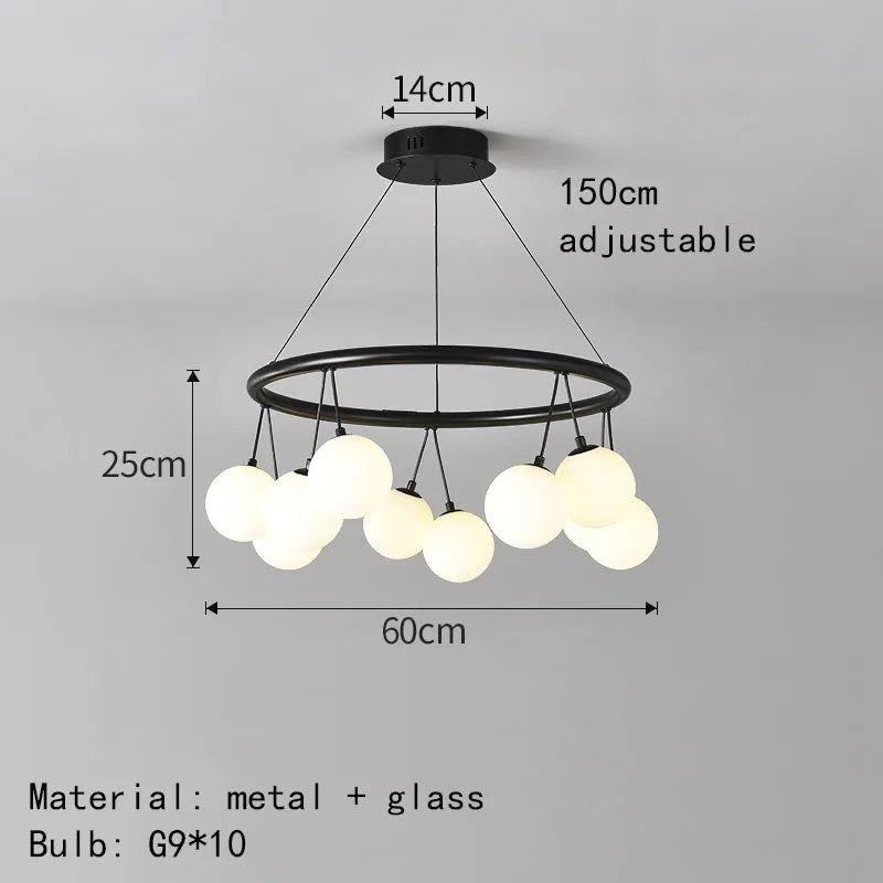 lustre moderne en verre éclairage suspendu réglable design élégant