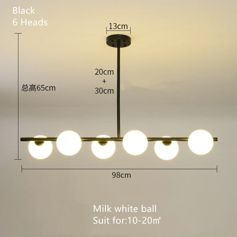 lustre nordique en verre pour éclairage intérieur moderne