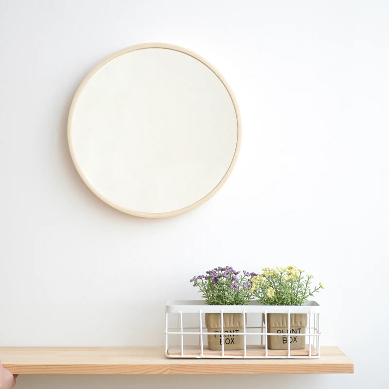 miroirs décoratifs ronds en bois nordique pour intérieur