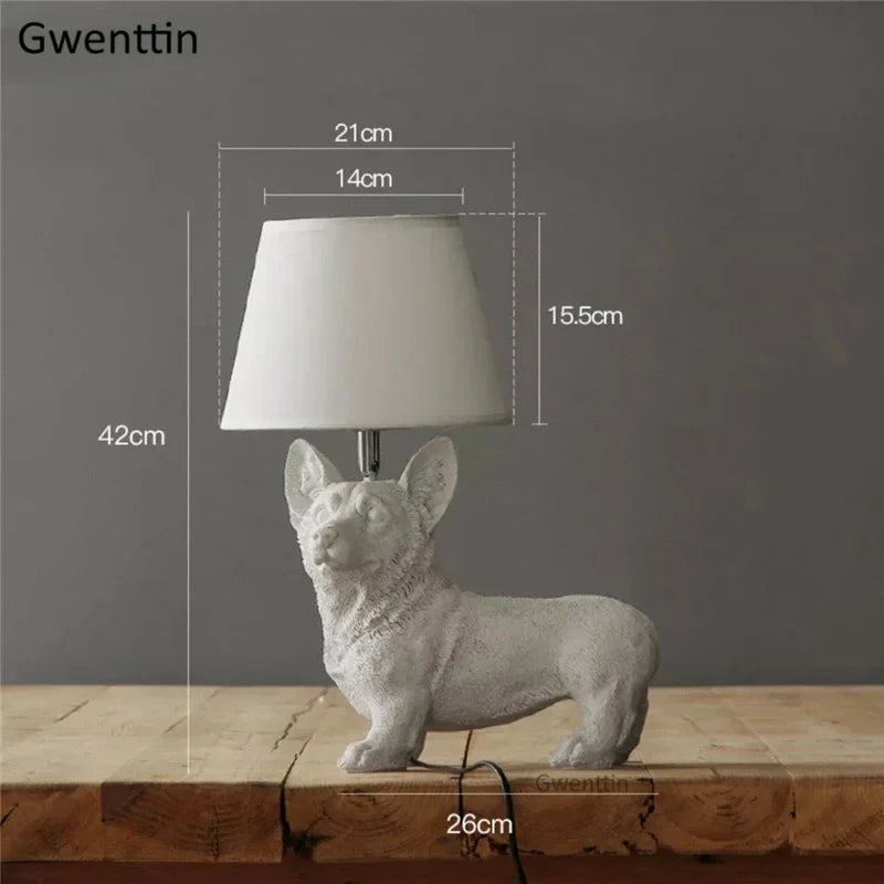 lampe de table moderne pour chiot en résine décorative