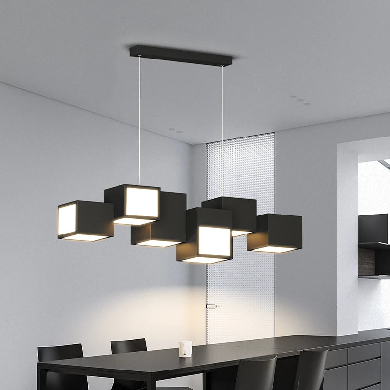 lustre minimaliste post-moderne de luxe avec lampes led géométriques