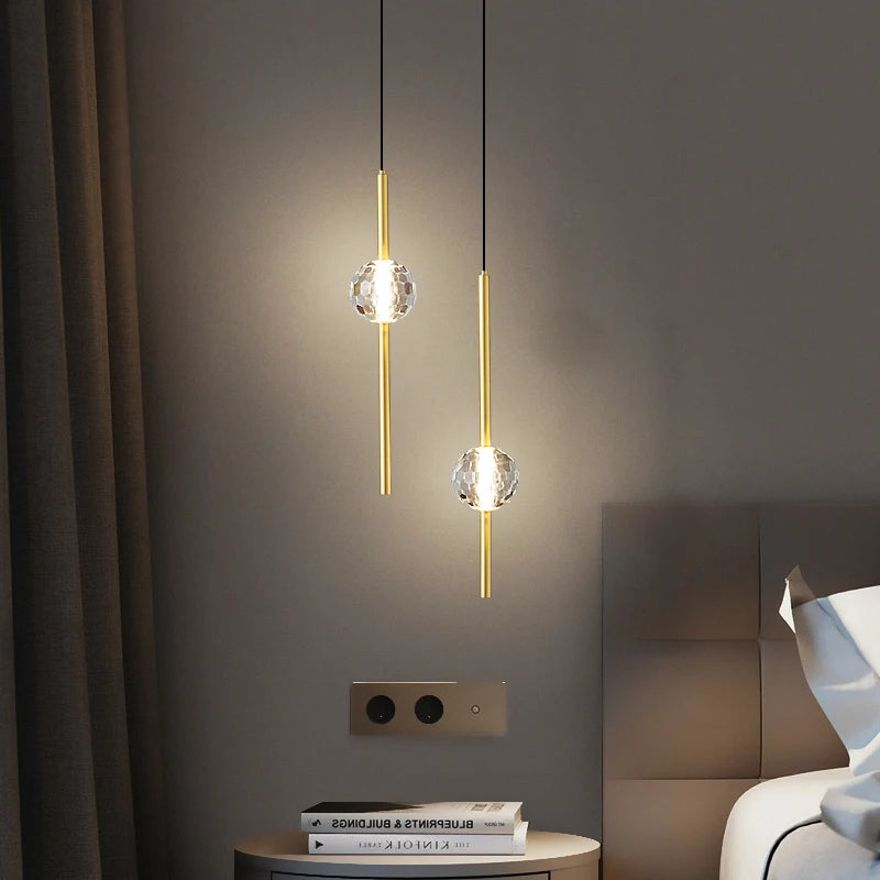 suspension LED en laiton design moderne avec cordon réglable