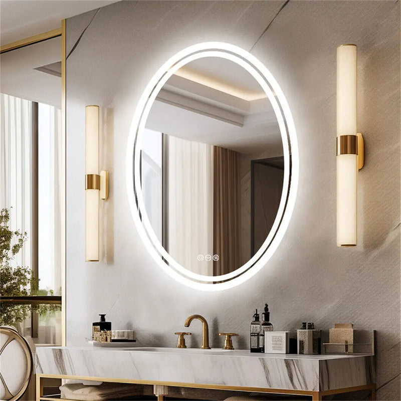 miroir oval lumineux avec fonction antibuée et éclairage ajustable