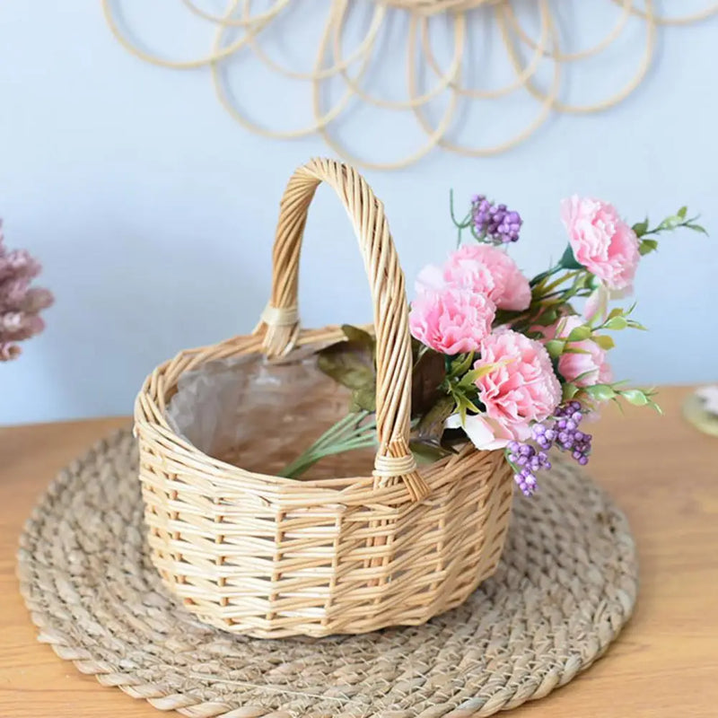 panier tissé rotin pour fleurs et aliments