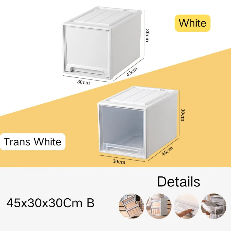 tiroirs empilables en plastique transparent pour rangement pratique