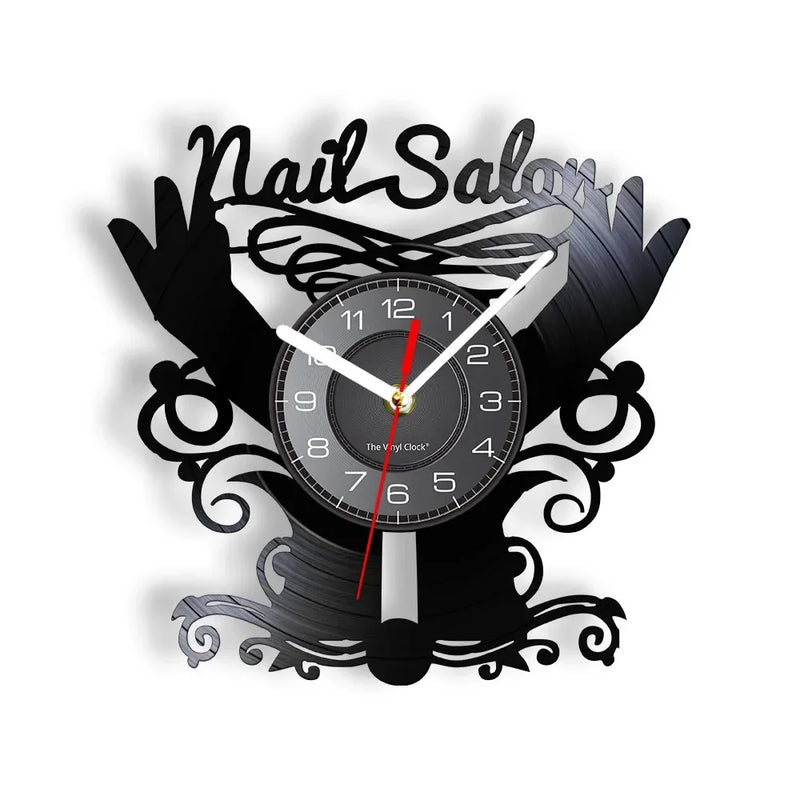 horloge murale vinyle pour salon de manucure et beauté