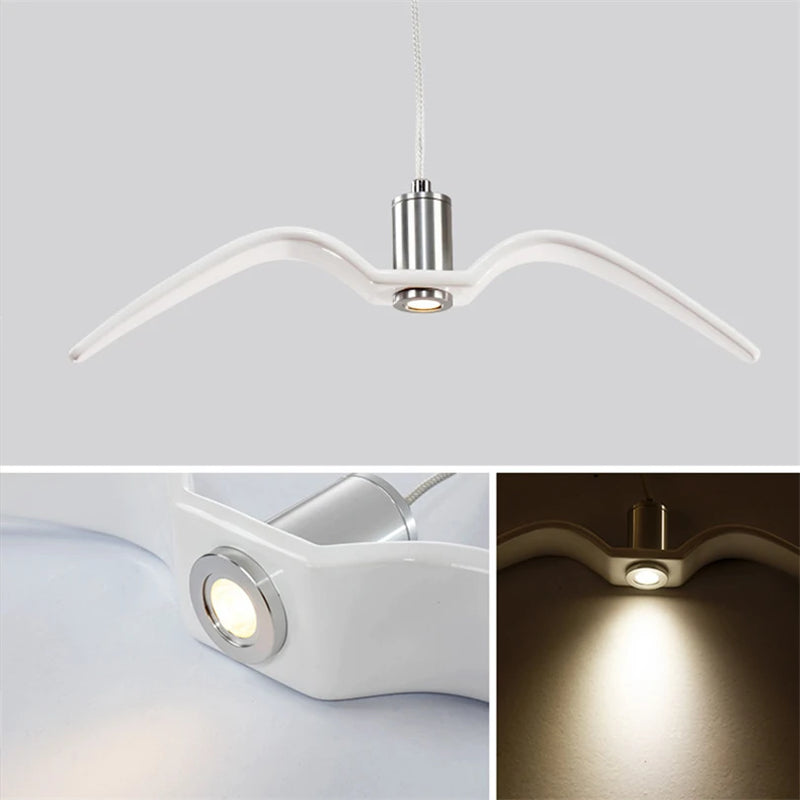 lampe à led moderne suspendue en forme d'oiseaux