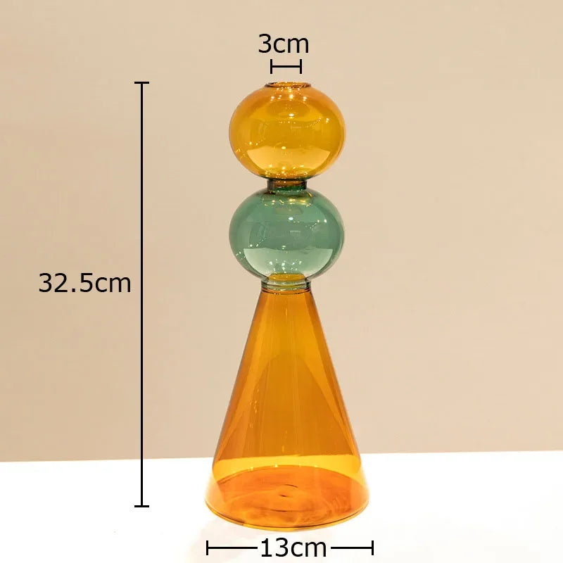 vase en verre multicolore pour culture hydroponique et décoration