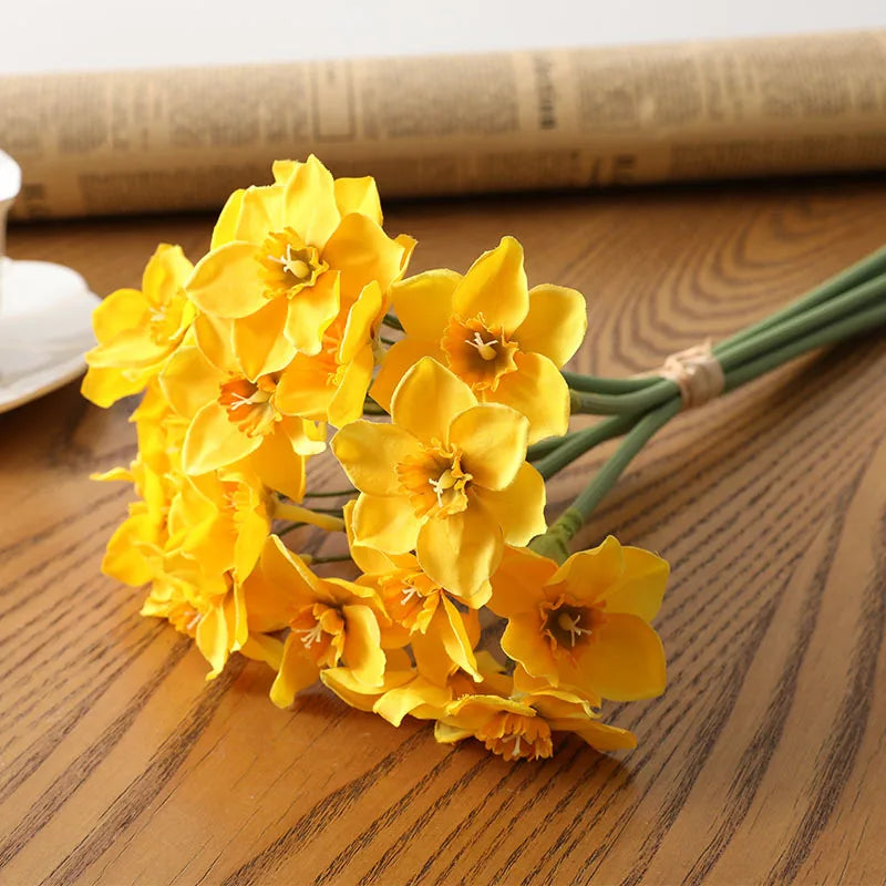 lot de 6 bouquets de fleurs narcisses artificielles pour toutes décorations