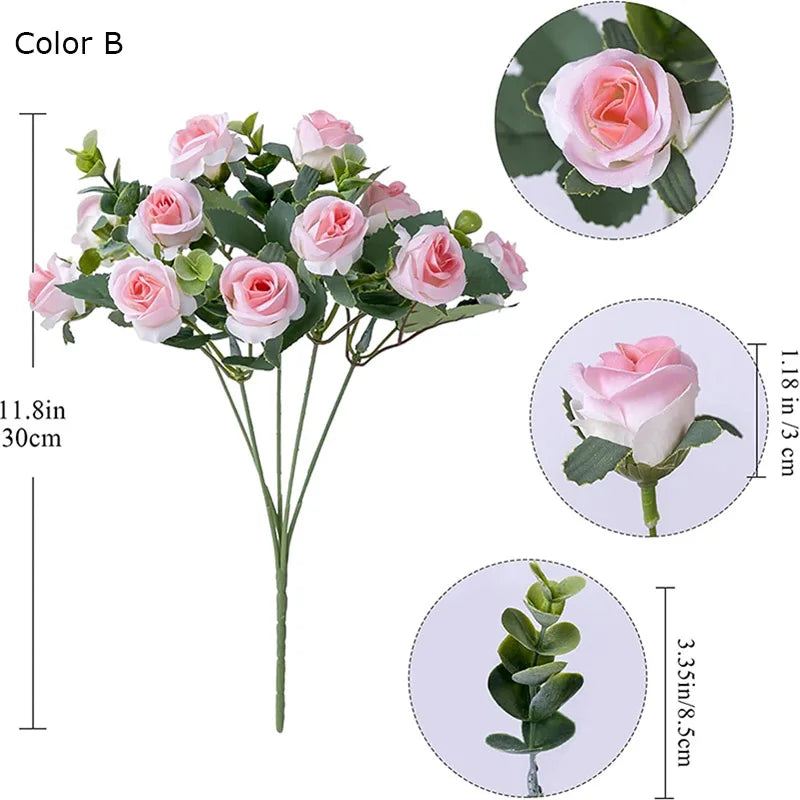 bouquet de roses artificielles avec eucalyptus et pivoine décoratif