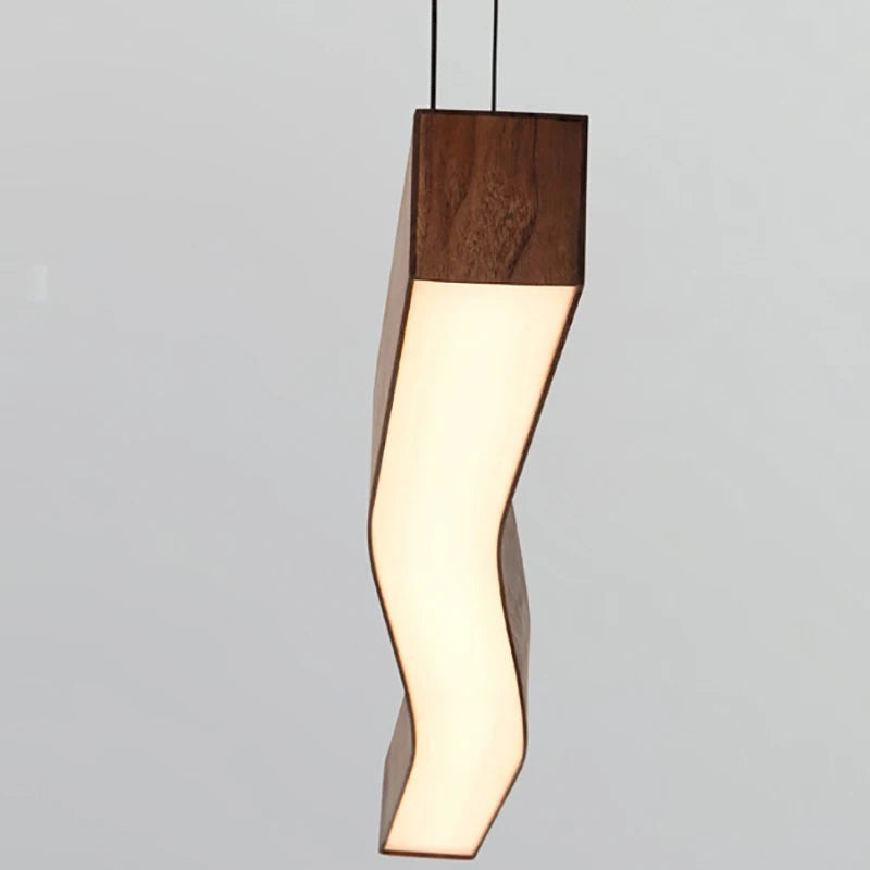 lampe suspendue minimaliste en imitation bois et métal à intensité réglable