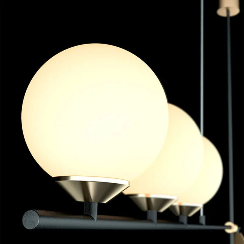 lustre industriel minimaliste en verre et led design