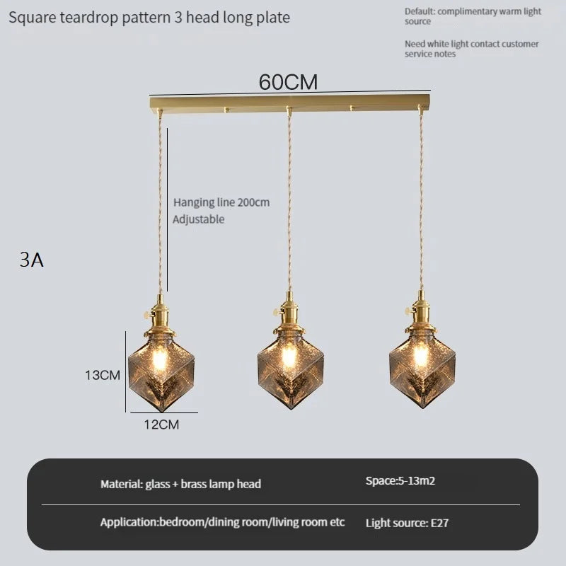 suspension vintage avec interrupteur et abat-jour en verre cristal