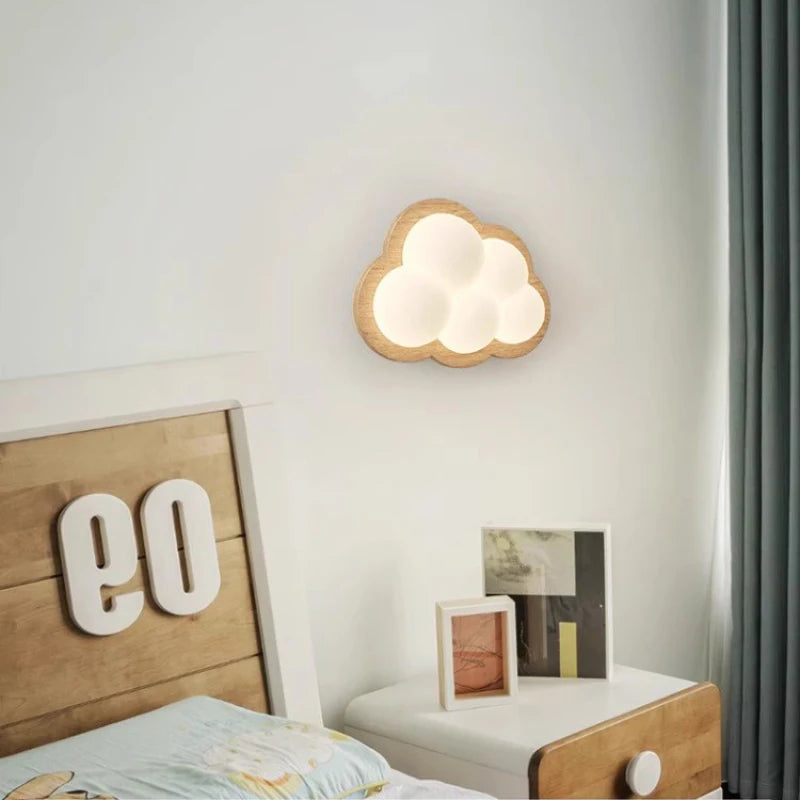 applique murale en bois massif nuage pour chambre d enfant