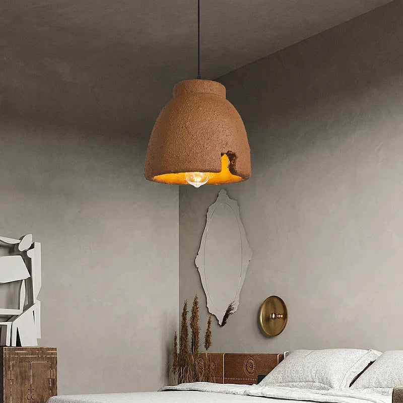 Nordique Wabi Sabi E27 Led lustres salle à manger lampes suspendues Lustre argile suspension lampe décor à la maison Loft luminaires suspendus