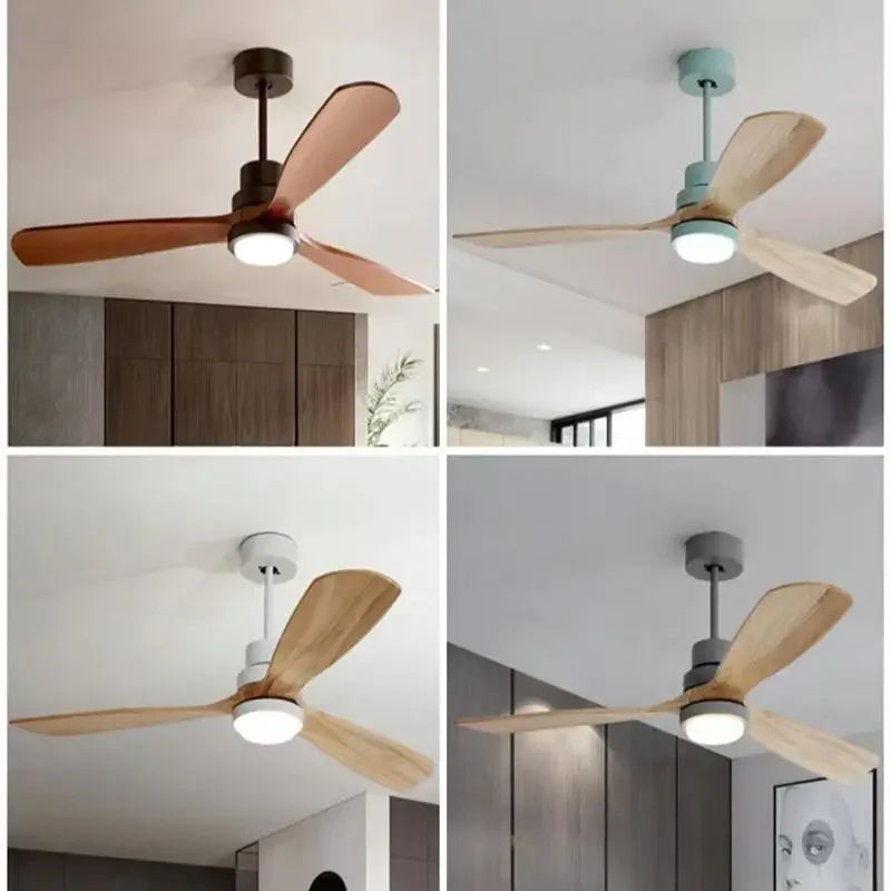 plafonnier rétro en bois avec ventilateur intégré et lumière led