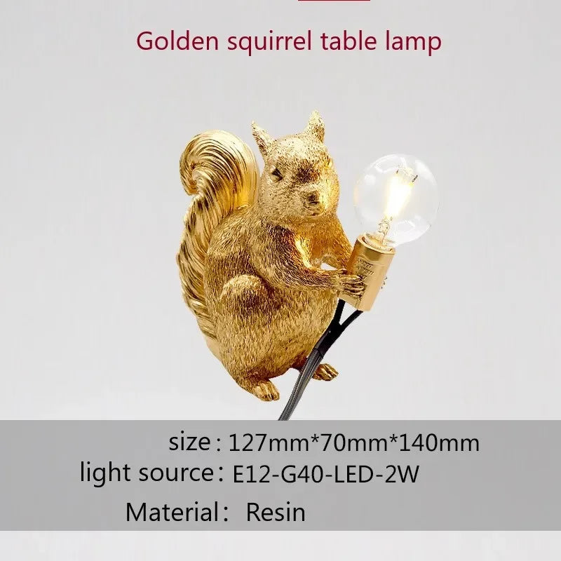 lampes de table écureuils en résine pour décoration et cadeau