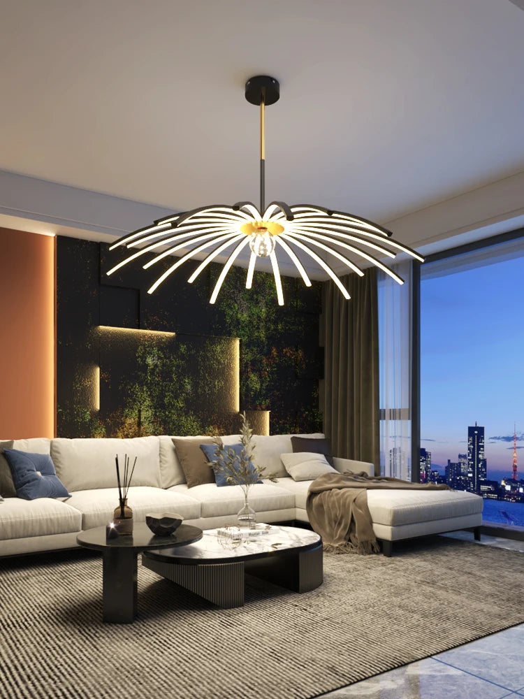 lustre moderne simple luxueux avec lampes led suspendues