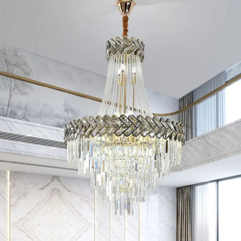 lustre led en cristal design moderne pour villa duplex