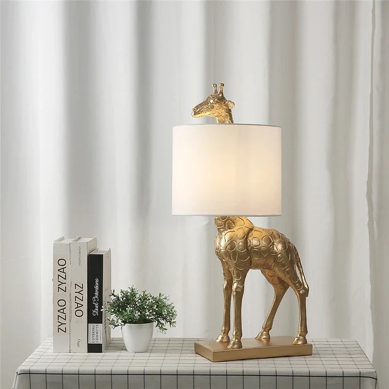 lampe de bureau design moderne girafe en résine éclairage créatif