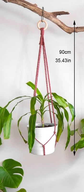 support de plante en macramé suspendu fait main en coton naturel