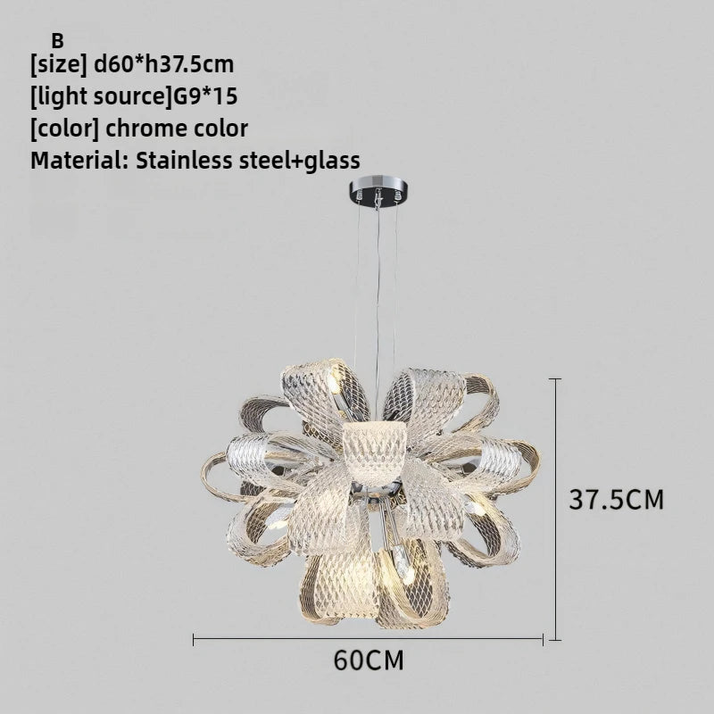 lustre minimaliste en verre design floral pour intérieur moderne