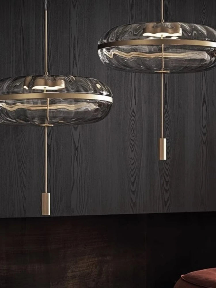 lustre circulaire en verre design nordique pour bar et restaurant