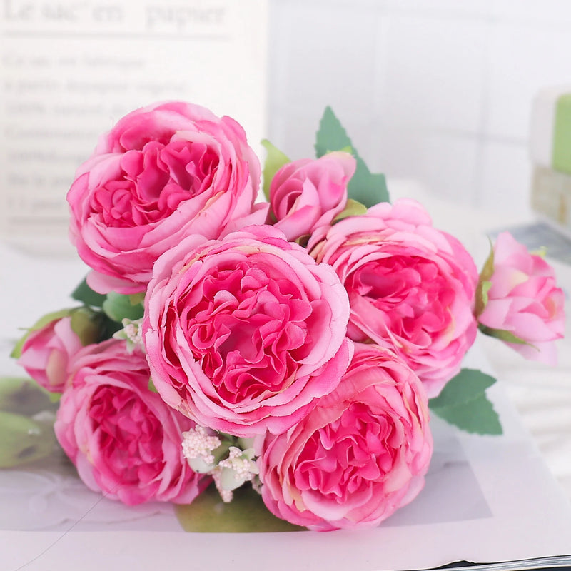 fleurs artificielles soie pivoine hortensia décoration mariage bouquet