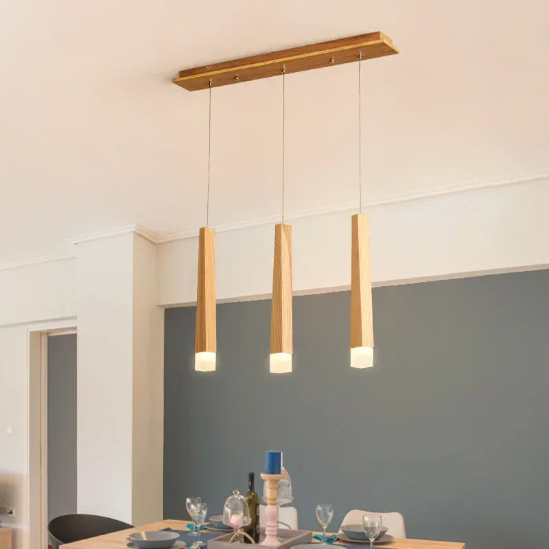 lustre à led en bois nordique pour décoration intérieure