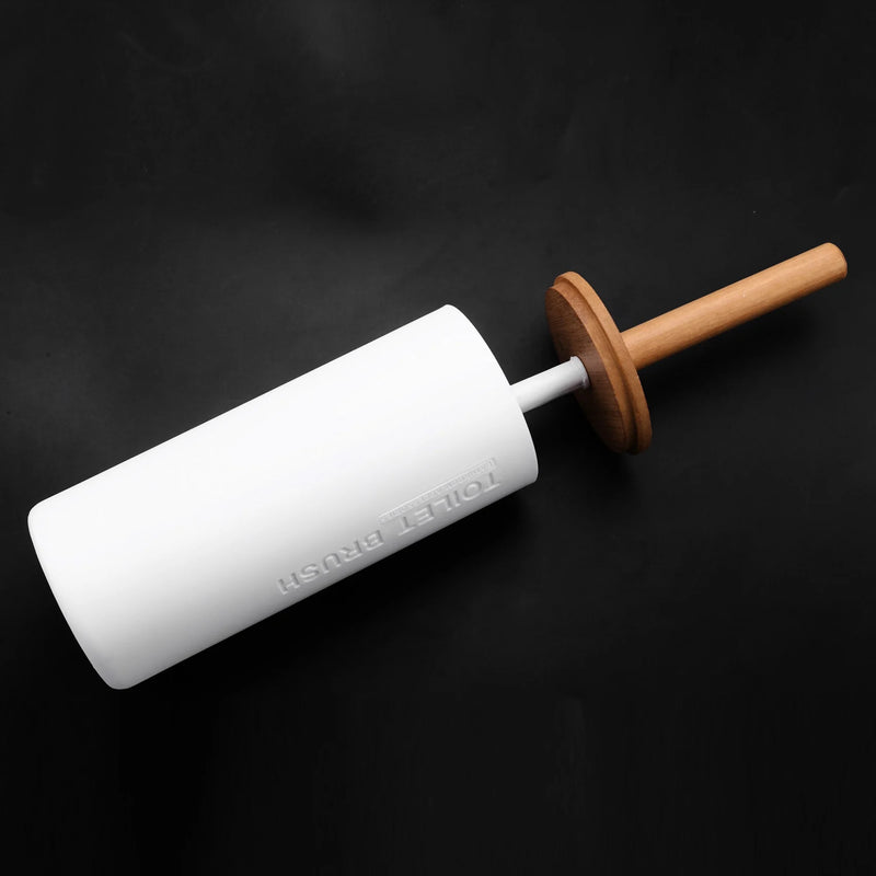 ensemble brosse toilette bambou avec support accessoires wc