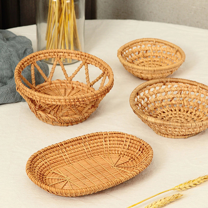 panier de rangement rotin naturel tissé à la main pour bonbons et collations