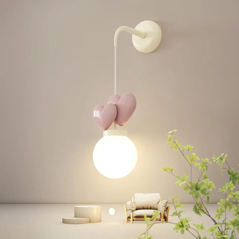 Children's Room Hanging Wall Light Purple Red Pink Love Wall Lamp for Nursery School Kids Baby Room Decorative Night Lamps E27