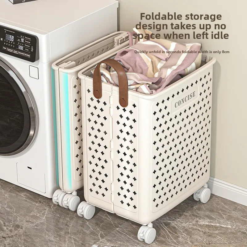 panier pliable multifonctionnel avec roulettes grande capacité rangement pratique