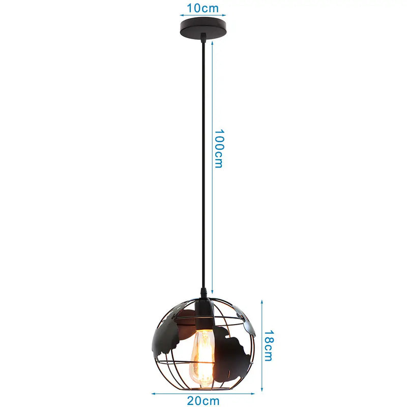 suspension en métal abat-jour globe style industriel moderne