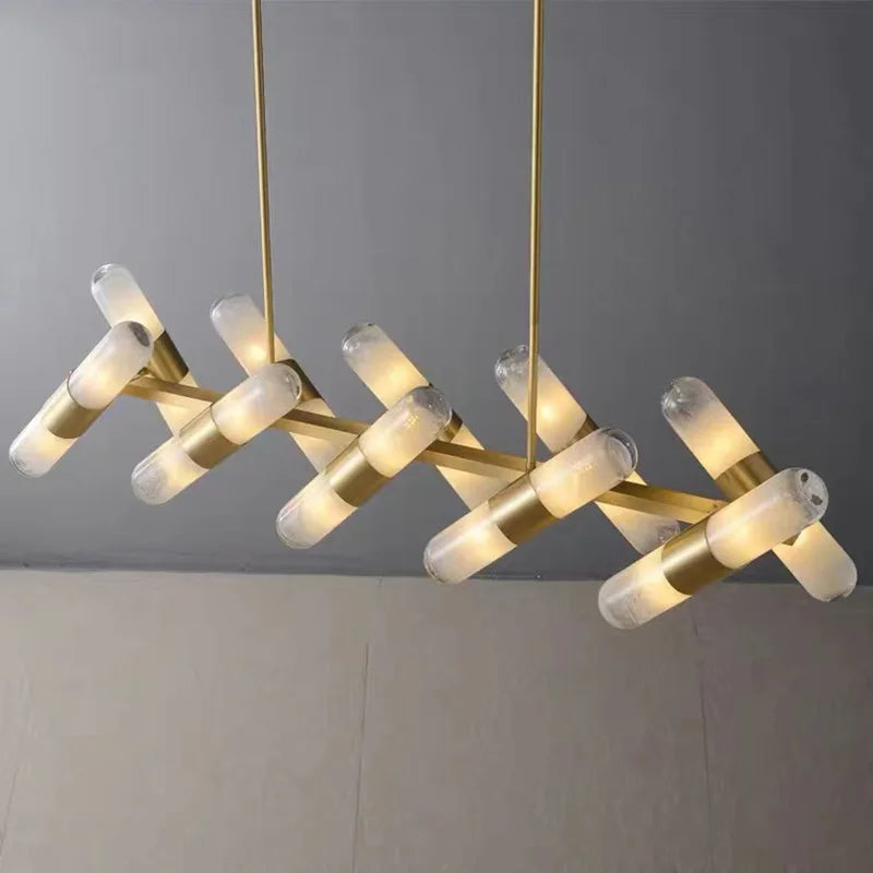 lustre italien moderne led minimaliste en cuivre pour bar café