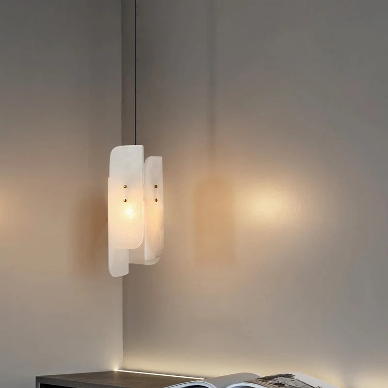 lampe suspendue en marbre avec fil de cuivre réglable nouveau style