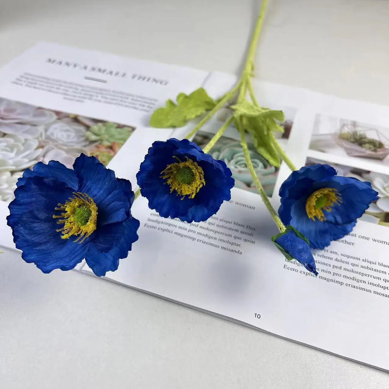 fleurs de pavot artificielles en soie pour décoration et événements