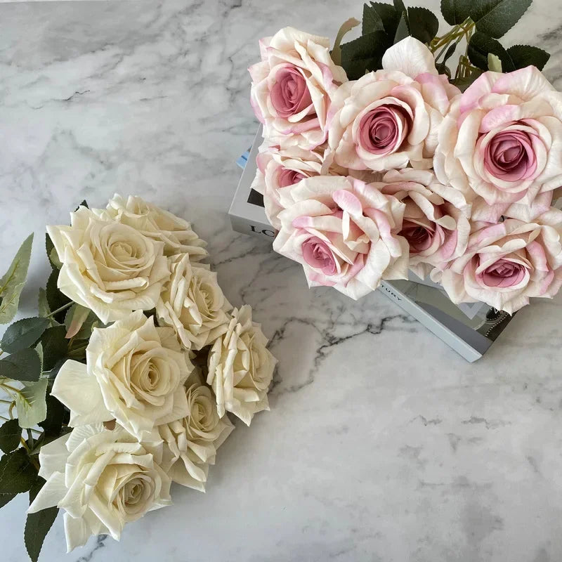 bouquet de roses artificielles en soie pour décoration intérieure