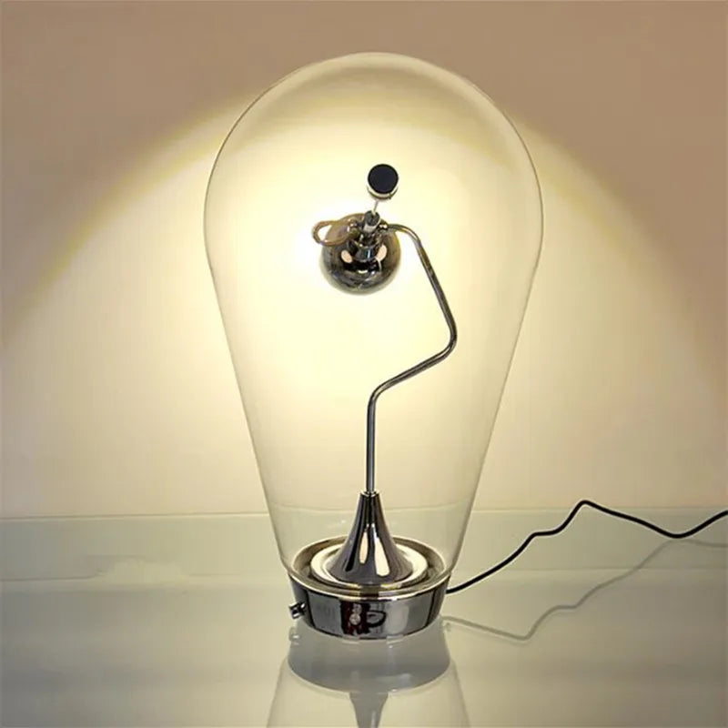 lampe de bureau magnétique moderne en verre transparent réglable