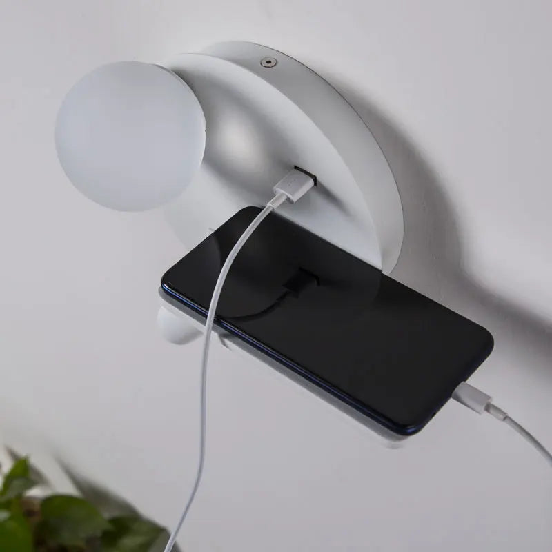 applique murale led avec chargement usb pour téléphone portable