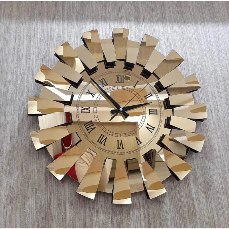 horloge murale miroir 3d luxe motif piano chiffres romains décoratifs