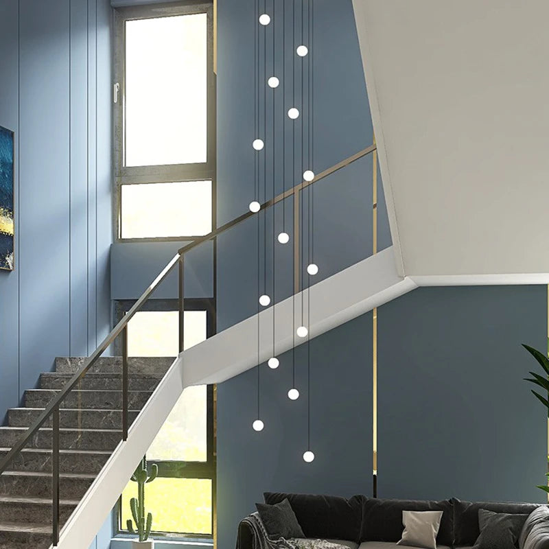 lustre long moderne minimaliste pour duplex villa appartement