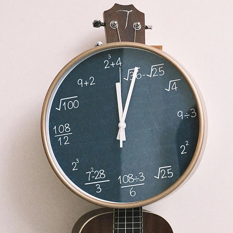 horloge murale mathématiques tableau noir décoration scolaire enfants