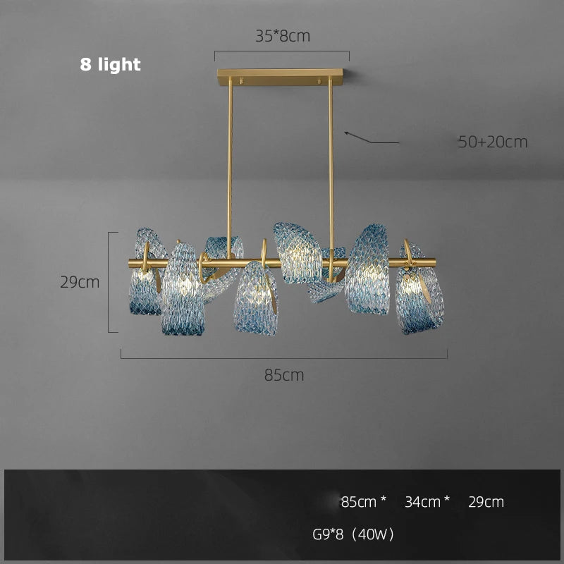 lustre suspendu en verre cristal éclairage moderne pour intérieur