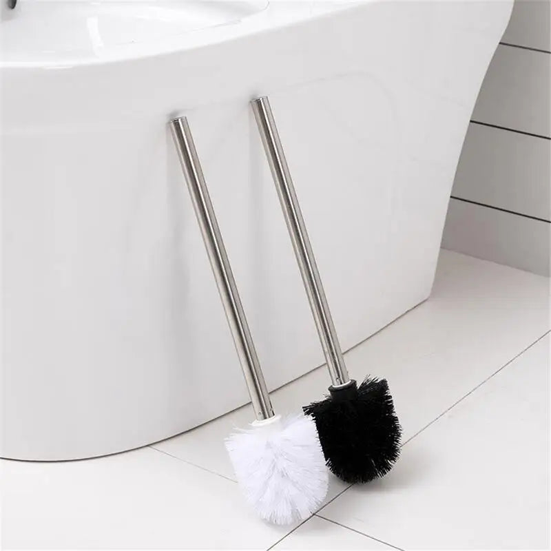 brosse de toilette en plastique avec manche inoxydable et poils souples