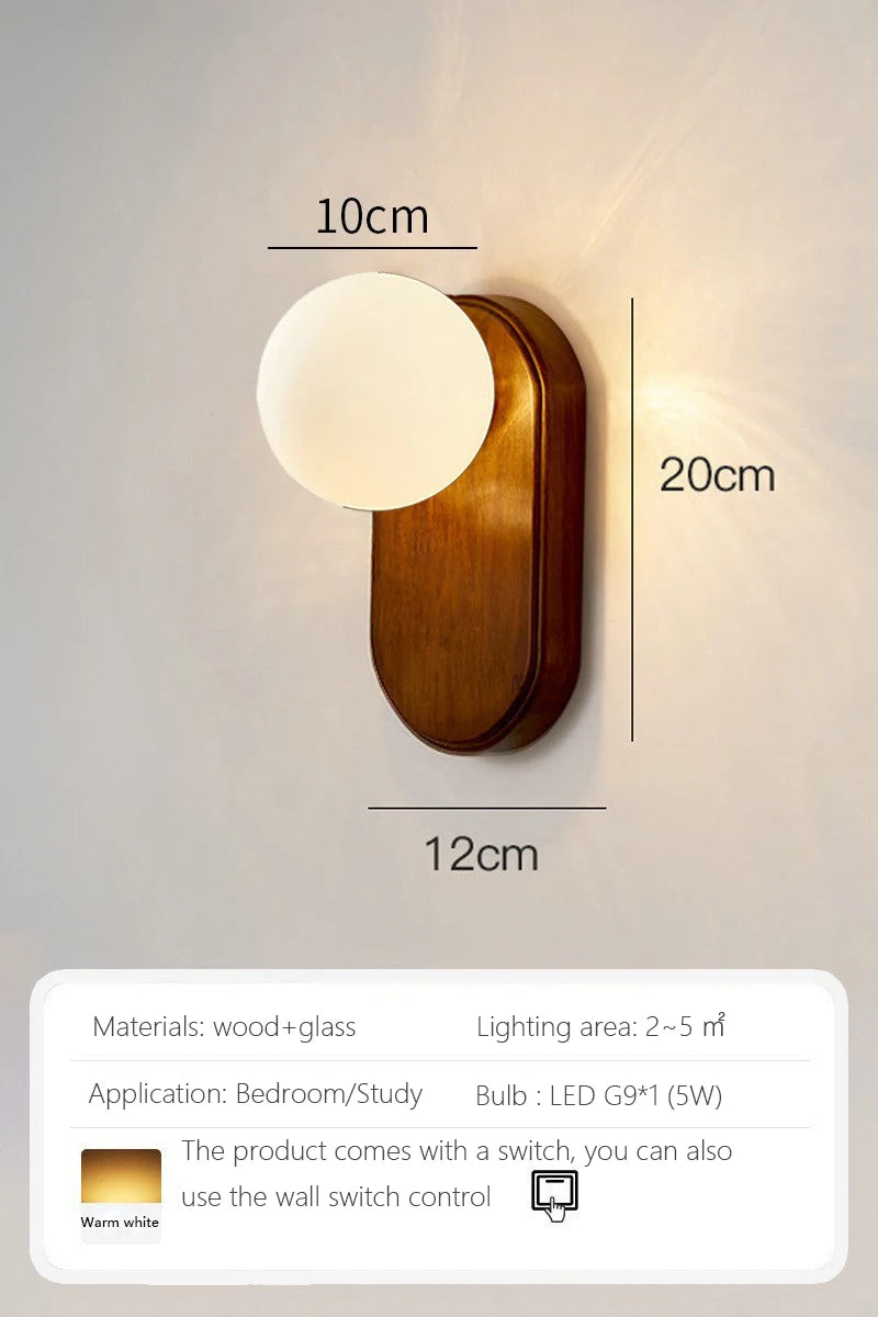 applique murale moderne en bois design nordique avec éclairage led