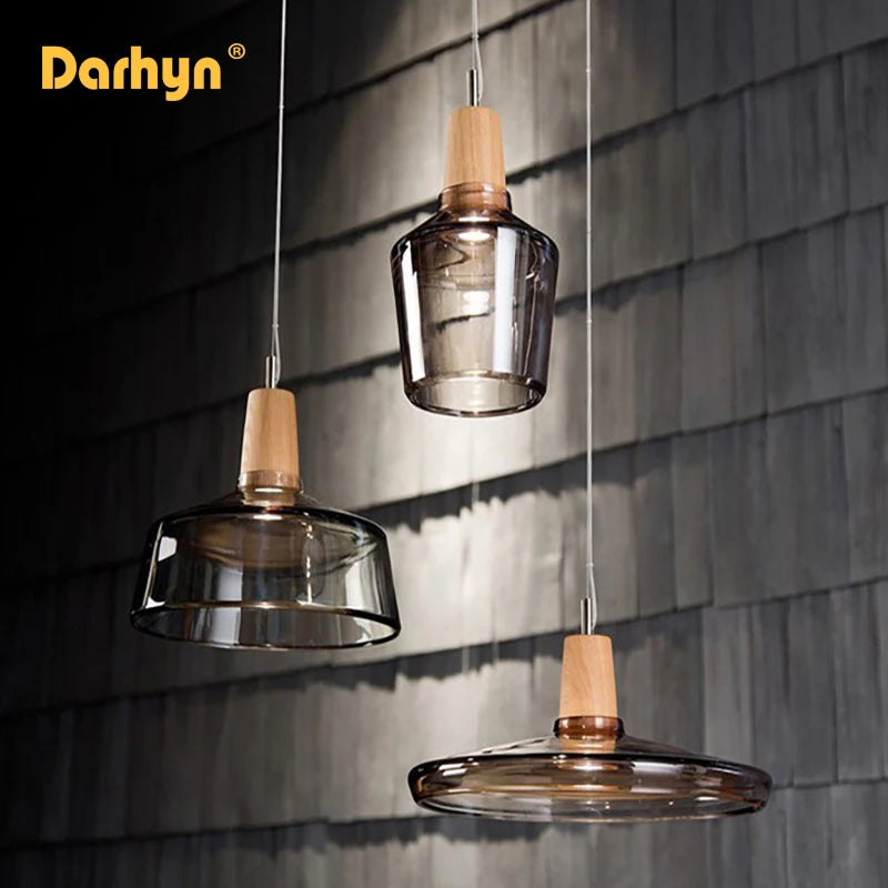 lampes suspendues bois verre style nordique industriel