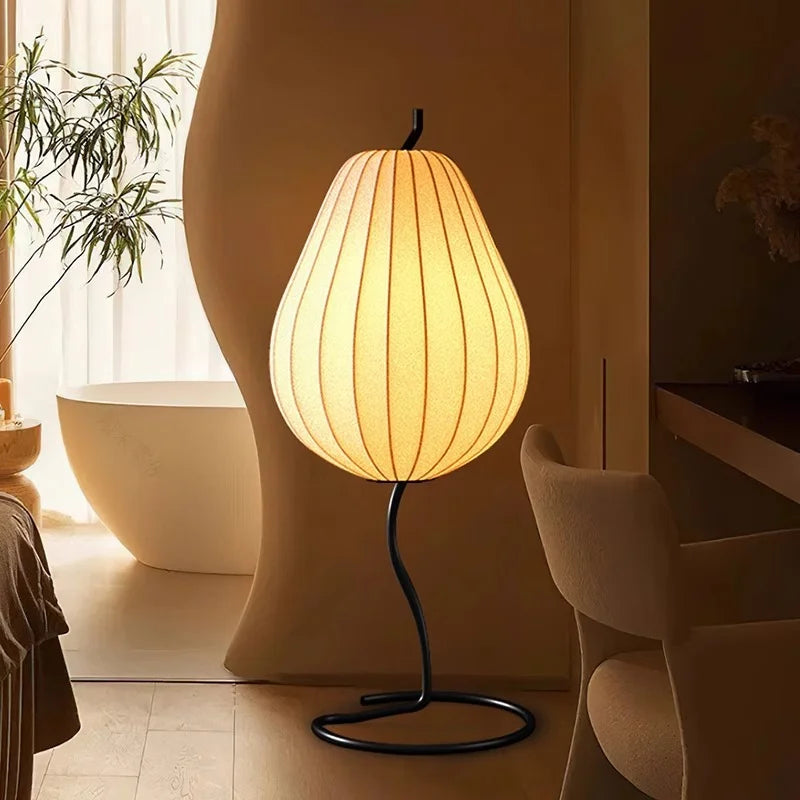 lampe de sol japonaise en soie design poire élégante et moderne