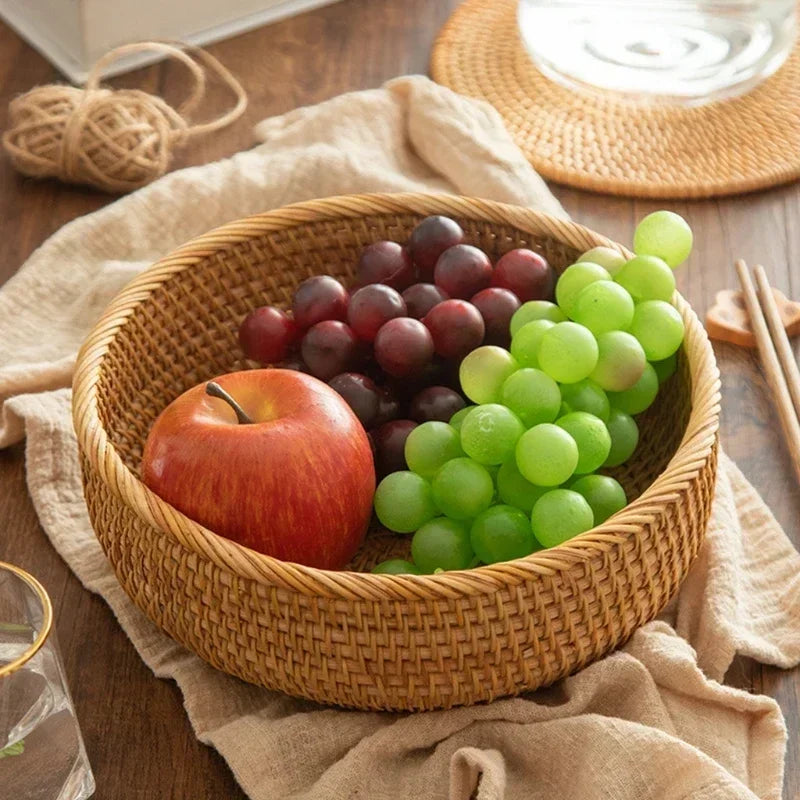 panier de rangement tissé à la main en rotin pour cuisine et pique-nique